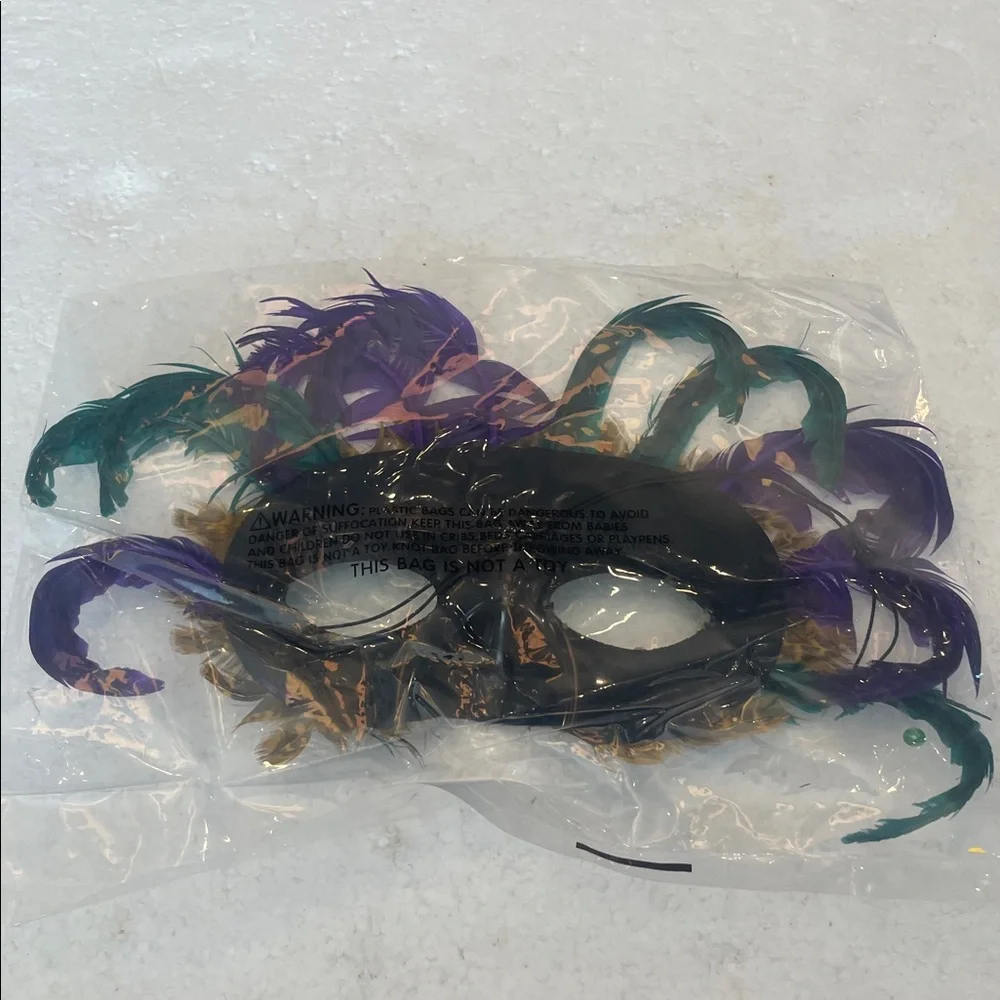 Feathered Masquerade Mask Green sequin Purple brown Halloween Mardi Gras cosplay